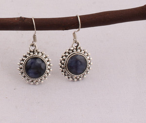 Handcrafted Vintage Black Onyx <b>Earrings</b> Natural Stone <b>Dangle</b> <b>Earring</b> Boho Style 925 <b>Silver</b> Plated Jewelry Wholesaler - Product Image 1