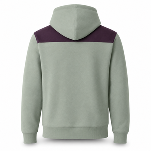 Sweat à capuche épais vert sauge personnalisé pour homme, avec épaulettes plumées, en molleton de coton, style streetwear, avec poche, respirant, hiver, OEM ODM - Product Image 2