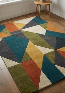 Alfombra de Lana de Lujo Hecha a Mano con Diseño Geométrico, Moderna y Abstracta, Antideslizante, de Pelo Medio, con Base de Silicona y Algodón, para Sala de Estar y Dormitorio - Product Image 2