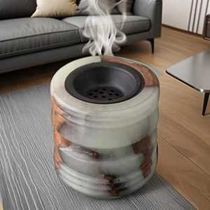 <b>Ceramic</b> Wooden Resin Joinnt Incense Burner Aromatherapy <b>Diffuser</b> Multi-Color Inlay Round Shape All-Season Use - Product Image 1