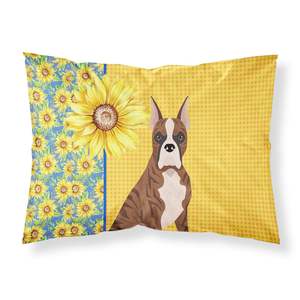 Summer Sunflowers Red Brindle Boxer Standard Léger Super Soft Easy Care Décoratif Artwork Taie d'oreiller Taille standard - Product Image 1