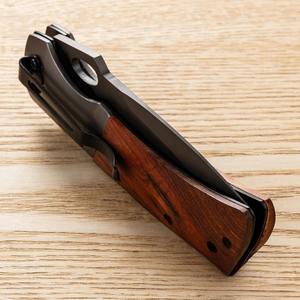 Cuchillo Táctico Plegable de Titanio Gris de Alta Dureza para Exteriores, con Mango de Madera, para Defensa Personal y Supervivencia - Product Image 5