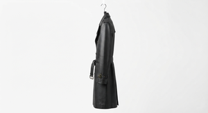 <b>Men's</b> Genuine Leather Trench Coat <b>Double</b> <b>Breasted</b> Knee Length Waterproof Winter <b>Overcoat</b> Turn-Down Collar Belted Outerwear 220g - Product Image 2
