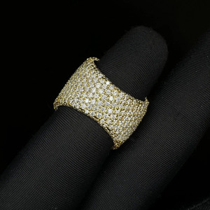 Bague Initiale Unisexe en Argent Sterling 925 avec Moissanite Diamantée Taille Baguette et Ronde Effet Givré, Style Hip Hop, pour Fiançailles et Anniversaire - Product Image 4