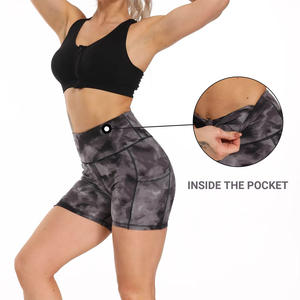 Women High Waist Tie Dye Knitted Skorts With Pockets Sporty Shorts Breathable Spandex Polyester Material - Product Image 6
