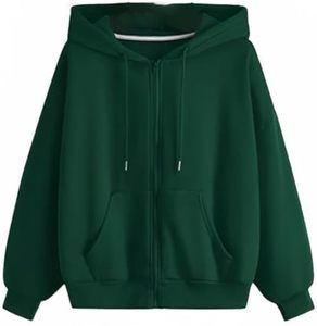 Womens Basic Zipped Sweatshirt Plain Hoodie Soft Cotton Casual Sweatshirt Comfortable Full Sleeve - Product Image 3