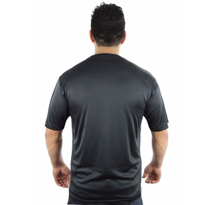 T-shirt pour homme, noir, manches courtes, col rond, coupe classique, décontracté, couleur unie, séchage rapide, jersey tricoté en polyester - Product Image 2