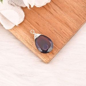 Natural Amethyst Gemstone Bezel Setting Pear Shape <b>Wire</b> Wrap 925 <b>Sterling</b> <b>Silver</b> Pendant for Unisex - Product Image 3