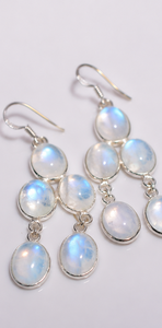 Rainbow Moonstone <b>Dangle</b> <b>Earrings</b> 925 Sterling <b>Silver</b> <b>Earrings</b>, Boho Moonstone Chandelier <b>Earrings</b>, Handmade Gemstone Drop Earri - Product Image 1
