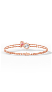 Pulsera Delicada de Doble Hilera Poetic Toi Et Moi con Cojín Bicolor y Diamante Rosa Tallado en Pera Cultivado en Laboratorio, Joyería Fina de Oro de 14K - Product Image 2