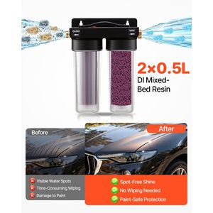 Sistema de Lavado de Autos sin Manchas, 2 Filtros de Ósmosis Inversa de Resina que Cambian de Color de 0.5L, Agua Desionizada para un Lavado sin Manchas - Product Image 3