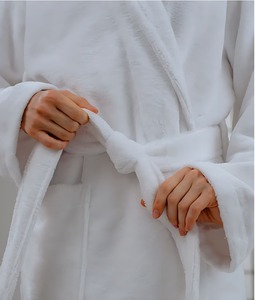 Bata de Baño de Algodón Suave y Transpirable, Unisex, para Adultos, con Cinturón, Cómoda y Absorbente, para el Baño - Product Image 2