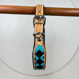 ปลอกคอสุนัขหนังแท้ปรับได้ลายลายตารางหมากรุกคุณภาพสูงปรับได้ปลอกคอสัตว์เลี้ยงดีไซน์หรู - Product Image 5