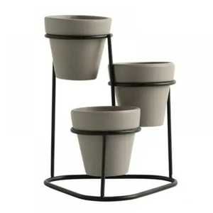 Geometric 3D Cube Metal <b>Plant</b> Stand Interlocking Diamond Wire <b>Frame</b> Matte Black Flower Pot Holder Modern Tabletop Planter - Product Image 3