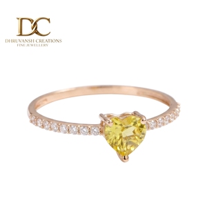 แหวนผู้หญิงคุณภาพสูง ทองคำแท้ 14KT ประดับเพชรเลี้ยงในห้องปฏิบัติการและไพลินสีเหลือง ดีไซน์เรียบหรู รับรองโดย IGI เครื่องประดับชั้นดี - Product Image 1