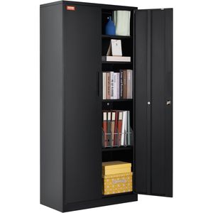 Armoire de rangement métallique à 2 portes avec verrouillage en acier, 4 étagères réglables, capacité de 71 lb, étagères de garage avec capacité de 200 lb - Product Image 1