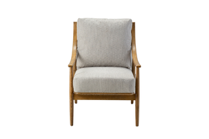 Elegante Sillón de Estilo Escandinavo con Estructura de Roble Natural y Tela Texturizada Gris Claro de Primera Calidad - Product Image 3