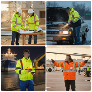 Chaquetas de Seguridad Reflectantes de Alta Visibilidad para Trabajo en Carreteras, Tráfico, Aeropuertos, Impermeables, para Hombre, Uniforme de Seguridad - Product Image 5
