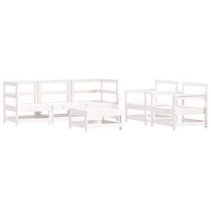 Conjunto de Muebles de Jardín de Madera de Pino Maciza, Grande, en Blanco y Antracita - Product Image 3