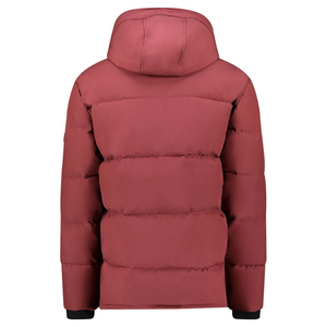 Veste matelassée à capuche rouge pour homme, coupe-vent, décontractée, pour l'hiver, avec poches zippées, col montant, coupe régulière, OEM ODM - Product Image 2