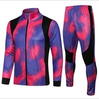 Ensemble de survêtement unisexe ALL, veste blanche avec rayures roses, pantalon noir, fermeture éclair intégrale sur le devant, design sportif, polyester à séchage rapide