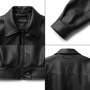 Chaqueta de Motera Personalizada para Mujer de Hashbloom International, Estilo Oversize y Corto, en Cuero Vegano PU Premium, Satinado, Ropa de Calle - Product Image 4