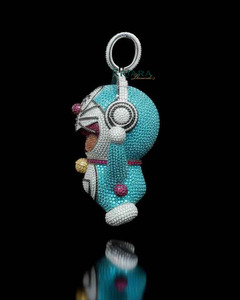 Colgante de Moissanita con Diseño de Doraemon, Plata 925, Bañado en Oro de 18K, Amuleto Unisex, Regalo, Joyería de Estilo Adorable - Product Image 2