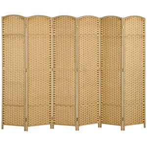 Paravento Artigianale a 6 Pannelli in Legno Naturale, Divisorio per Spazi Tradizionale Alto 1,7 m - Product Image 1