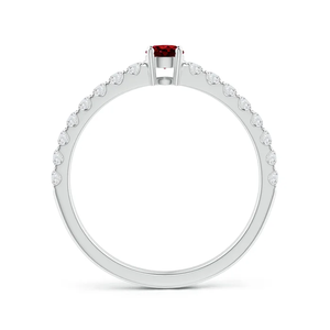 Bague de promesse classique en or massif 14 carats avec rubis et diamants pavés, bijoux fins faits à la main, personnalisés, bague de fiançailles - Product Image 3