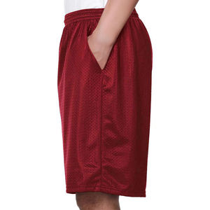 Shorts de baloncesto sublimados personalizados para hombre, pantalones cortos deportivos de malla de color sólido con logotipo personalizado y bolsillos, en venta. - Product Image 5