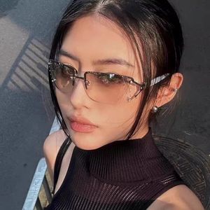 New Arrivals Personality Frameless Diamond Embellished <b>White</b> <b>Square</b> Eyeglasses <b>Frames</b> UV400 Protection Unisex Luxury Sunglasses - Product Image 1