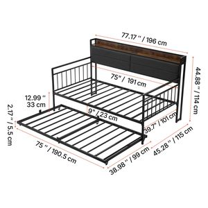 Struttura Letto a Dondolo in Metallo Resistente per Letto Singolo con Stazione di Ricarica Integrata, Design Elegante - Product Image 2