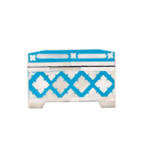 Custom Handmade Luxury <b>Blue</b> Rectangular Wood Eco-friendly <b>Storage</b> <b>Box</b> with Bone Inlay MOP Diamond for Rings Bracelets Necklaces - Product Image 2