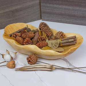 Handmade Wooden Bowl With Natural <b>Pinecones</b> And Leaves Wabi Sabi Decor For Home And Gifting - Product Image 4