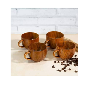 Tazas de madera maciza de alta calidad para café y té, elegantes tazas de madera con asa para uso doméstico en la mesa, venta al por mayor. - Product Image 1