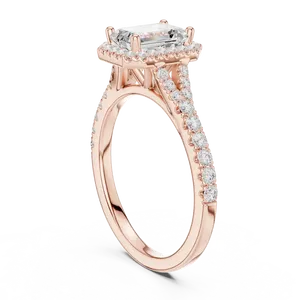 1ct <b>Emerald</b> Cut Lab Grown Diamond Halo Engagement <b>Ring</b> 14K 18K Solid Gold Split Shank Pave <b>Band</b> Bridal <b>Ring</b> for Women - Product Image 4