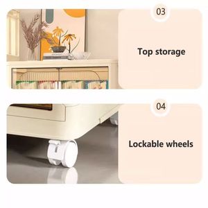 19.69\" Wide Side Folding Storage Cabinet with 5 Tiers 50.00\" 11.81\" Collapsible Storage Bins Magnetic Door Plastic Organizer - Product Image 1