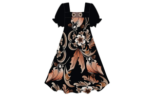 Großhandel Maßgeschneiderte Mumu Muumuu Mumus Kleider mit Kragen und Puffärmeln Übergröße Damen Bedruckte Bodenlange Kleider - Product Image 1