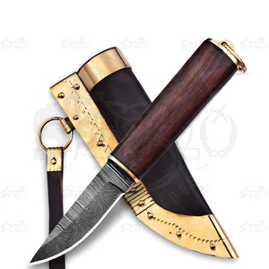 Cuchillo Puukko Hecho a Mano Personalizado |   Cuchillo de Supervivencia Nórdico de Hoja Fija de Acero de Damasco |   Cuchillo de Caza y Camping con Funda de Cuero - Product Image 5