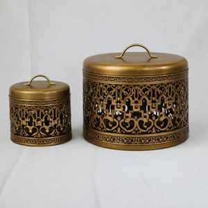 Cacerola de Metal de Lujo con Diseño Árabe Marroquí, Dorado Antiguo, Decoración para el Hogar y Artículos de Regalo - Product Image 1