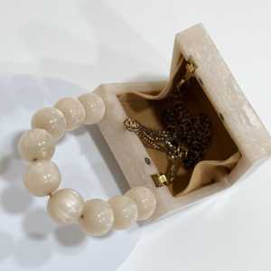 Hand Crafted Eco-Friendly Indian Luxury Acrylic Resin Mini Clutch Beaded Strap Evening <b>Wristlet</b> MODEL - Product Image 6