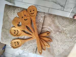 Handmade Rose <b>Gold</b> Plated Long Handle Eco-Friendly Wooden Cooking Utensils Set Durable Natural Wood Kitchen Tools Non <b>Spoon</b> - Product Image 1