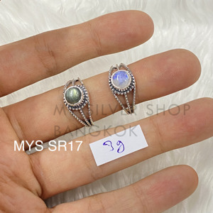 แหวนเงินแท้ 925 ประดับมูนสโตนและลาบราดอไรต์ ดีไซน์โบโฮแฮนด์เมด แหวนวงแหวนสามชั้นหรูหราสำหรับผู้หญิง - Product Image 2