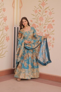 Colección de Vestidos de Seda Rusa Premium para Mujer con Dupatta, Diseño Exclusivo, Lentejuelas en Relieve, Secado Rápido, Largos hasta el Suelo, Ideales para Fiestas - Product Image 2