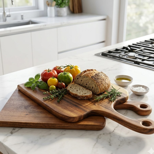 Planche à découper en bois robuste pour la cuisine, planche à découper épaisse et résistante, surface lisse de qualité alimentaire, facile à nettoyer pour la viande et les fruits - Product Image 3