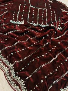Indian Ethnic Fancy Designer Partywear Saree with <b>Sequins</b> Work for All Special Occasion and Function for Women Trendy Outfit - Product Image 3