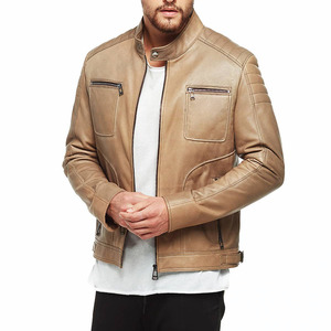 Trendy Daily Wear Fashion Look Modern <b>Men</b> Leather <b>Jacket</b> with Luxury Design <b>Men</b> <b>Light</b> Color Leather Fashion <b>Jacket</b> For Sale - Product Image 4