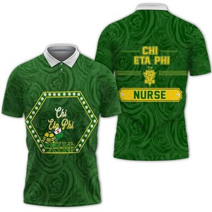 Chemise à manches courtes pour hommes, avec lettres grecques Chi Eta Phi Turtle 1932, vert jaune, boutonnée - Product Image 2