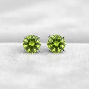 Pendientes de Peridoto Natural en Plata de Ley 925 con Baño de Oro de 14K, Piedra de Nacimiento de Agosto, Color Verde, Joyería Fina para Navidad - Product Image 3