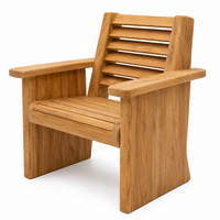 Fauteuil de jardin d'extérieur de luxe en teck massif, contemporain, avec dossier à lattes horizontales inclinables et assise à lattes, écologique et durable, pour parc